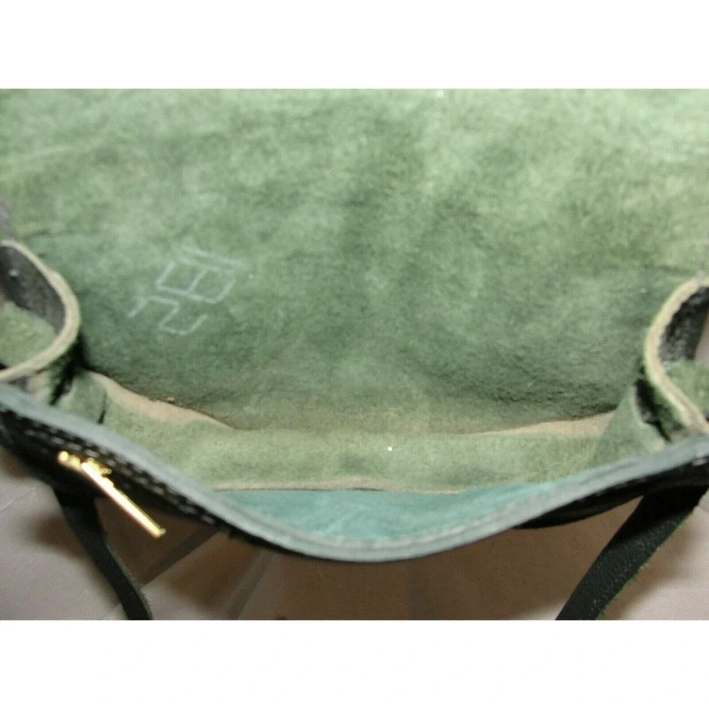 Green Pebbled Leather Celtic Knot Medallion Crossbody Saddle Shoulder Bag Small